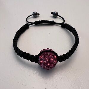 Pink Rhinestone Crystal and Bead Macrame Bracelet